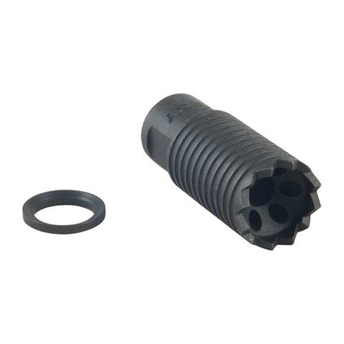 Den kompakta Claymore Muzzle Brake dämpar rekyl och riktar blast och ljud framåt, med låg dammsignatur och en praktisk sågkantsdesign för breaching.