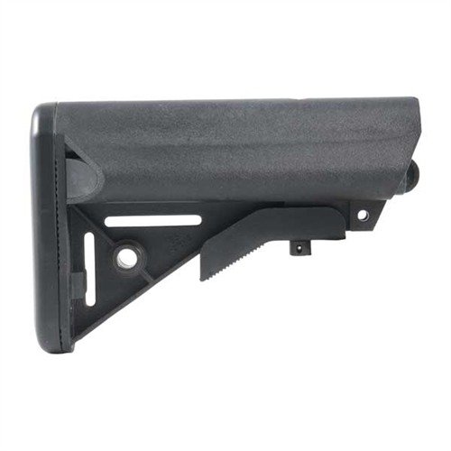 AR-15 Enhanced SOPMOD Stock erbjuder förbättrad cheekweld, vattentålig förvaring för batterier och säkerhet med anti-glid gummipad för optimal komfort.