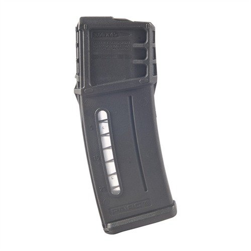 HECKLER & KOCH G36 30RD PMAG 30G erbjuder hög pålitlighet, lättviktsdesign, anti-tilt funktion och genomskinliga fönster för snabb räkning av kvarvarande patroner.
