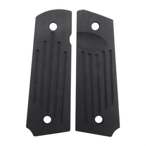 HARRISON DESIGN & CONSULTING 1911 CARRY GROOVE GRIPS erbjuder ett säkert grepp med 5 djupa spår, är resistenta mot vätskor och lättare att bära utan att fastna.