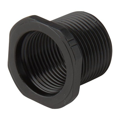 Denna THREAD ADAPTER 9/16-24 till 5/8-24 i rostfritt stål gör installation enkel, bibehåller styrka och tillåter montering av 5/8-24 ljuddämpare på 9/16-24 pipor.