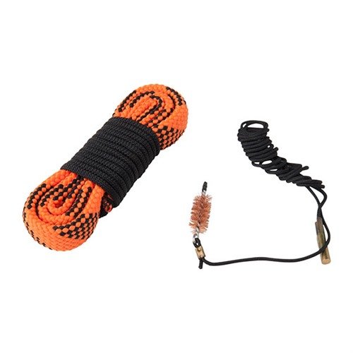 KNOCKOUT 2-PASS GUN ROPE CLEANERS erbjuder ett snabbt och enkelt rengöringssystem med borste, matningslinje och tvättbar finishing rope, tillgänglig för 12GA, 9MM och 30CAL.