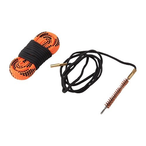 KNOCKOUT 2-PASS GUN ROPE CLEANERS erbjuder ett snabbt och enkelt rengöringssystem med borste, matningslinje och tvättbar avslutningsrep, tillgänglig för 12GA, 9MM och 30CAL.