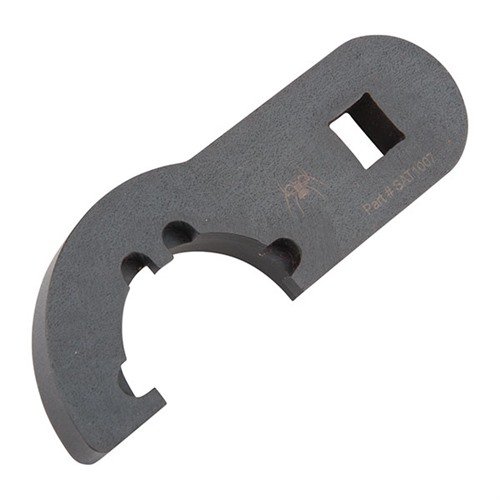 AR-15 Castle Nut Wrench i kromoly-stål har svart fosfatfinish för hållbarhet och korrosionsbeständighet, passar standard AR-15 buffertub och barrel nut.