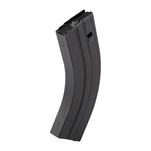 Hållbara AR-15 30RD magasin i rostfritt stål erbjuder pålitlig prestanda med polymer anti-tilt följare och matt svart finish för stealth-operation.
