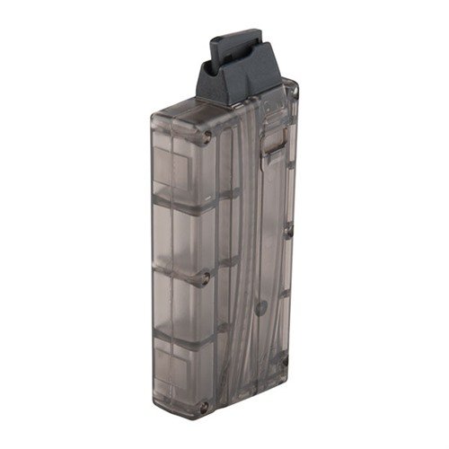 AR-15 10RD SONIC WELD MAGAZINE 22LR har en rigid kropp utan skruvar, genomskinlig design för enkel rundavläsning och nylonmatningar för säker matning.