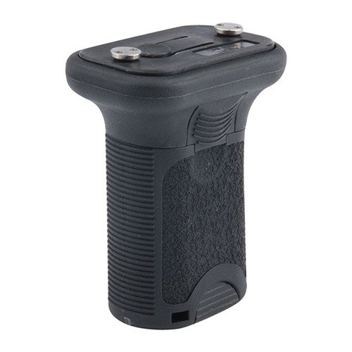 KEYMOD BCMGUNFIGHTER Short Vertical Grip erbjuder ett snabbt och verktygsfritt montage, låg profil för ökad rörlighet, och förvaringsutrymme inuti greppet.