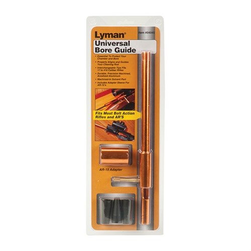Universal Bore Guide Set skyddar ditt vapen under rengöring, passar de flesta bolt-action gevär och har utbytbara tips för kalibrar från .17 till .416.