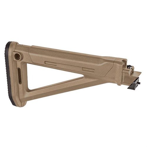 Magpul MOE AK Stock erbjuder en optimal fast kol med intern förvaring, justerbar QD sling swivel, och en stötabsorberande gummibakdel för bättre placeringsstabilitet.