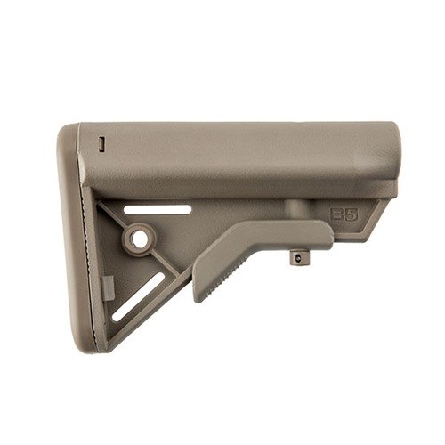 B5 SYSTEMS BRAVO COLLAPSIBLE MIL-SPEC STOCK är lätt, kompakt och stark med ergonomisk cheek weld, anti-rotation sling mount och icke-glidande buttpad.