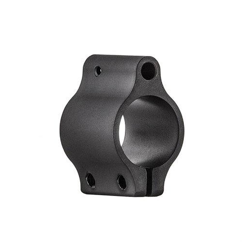 Clamp-on Low Profile .750" gas block från Daniel Defense erbjuder enkel och hållbar installation, tillverkad av stål med en matt svart finish.