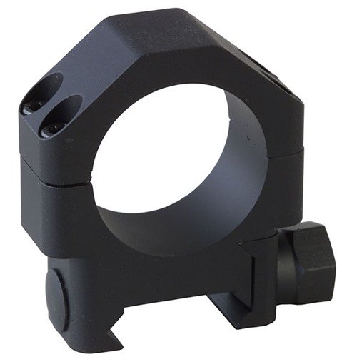 TSR Picatinny scope rings i 7075-T651 aluminium ger överlägsen hållkraft och precision, med fyra skruvar för justering och säker montering utan rotation.