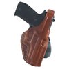 PLE Paddle Holster för Glock® 19 i premium saddle leather, med thumb break retention strap för säkerhet och snabb dragning, passar bälten upp till 1 3/4".