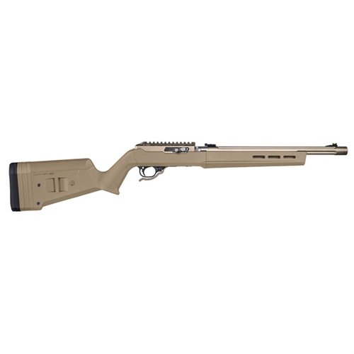 Magpul Hunter X-22 Takedown är en ergonomisk stock för Ruger 10/22 med justerbar längd, M-LOK fästen, och en halkfri gummikolv för ökad komfort.