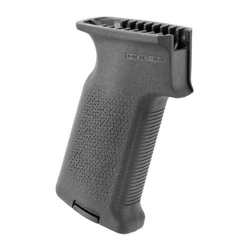 MOE-K2 AK Grip erbjuder en mer vertikal greppvinkel för ökad komfort och kontroll, med TSP-textur för bättre vapenhantering och möjlighet till förvaringskärnor.