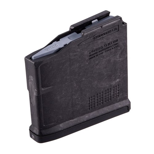 .30-06 kompatibel PMAG 5 AC L magasin med 5 skott kapacitet, hållbar polymer, självsmörjande följeslagare och enkel kapacitetsökning till 6 skott.