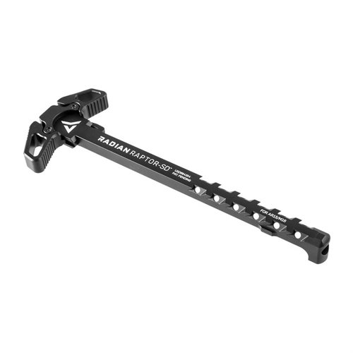 Radian Weapons Raptor-SD är en ambidextrös laddhandtag som omdirigerar gaser bort från ansiktet, tillverkad av 7075-T6 aluminium och kompatibel med AR15/M16.