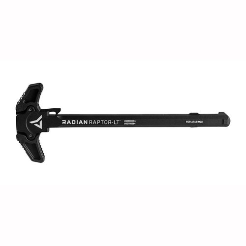 Radian Weapons Raptor-LT Charging Handle är tillverkad av 7075 aluminium, korrosionsbeständig och ambidextrous, perfekt för AR-15/M16 med hög hållbarhet.