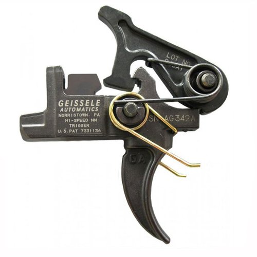 Geissele Hi-Speed National Match Trigger erbjuder justerbara avtrycksvikter och tre fjäderset för optimal precision vid tävling, jakt och taktik.