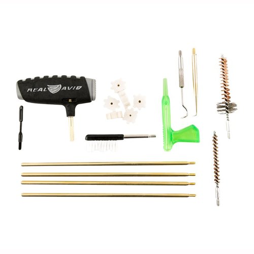 Real Avid Gun Boss Pro AR15 Cleaning Kit rengör varje del av din AR15 med innovativa verktyg, inklusive stjärnkamrensningskuddar och 29-tums rengöringsstav.