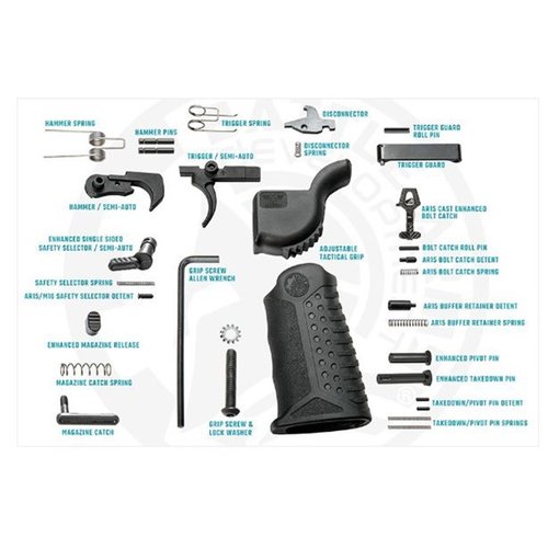 Battle Arms Development AR-15 Investment Cast Complete Enhanced Lower Parts Kit erbjuder högkvalitativa delar, förbättrad ergonomi och modulär design för din AR-bygg.