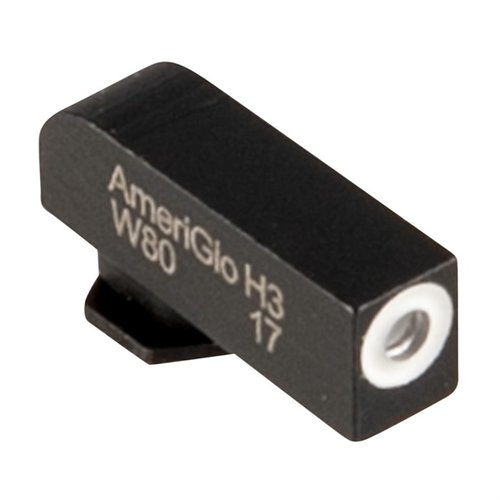 AmeriGlo Tritium Front Sight för Glock erbjuder lågprofil, snabba sikten med tritium som lyser i svagt ljus, tillverkad av hållbart stål för pålitlig användning.