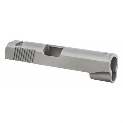 Fusion Firearms 1911 Commander Slide är CNC-maskinerad av 4140 Bar-Stock, med tjocka serrationer och dovetail sight cuts för 45acp eller 9mm/38 Super.