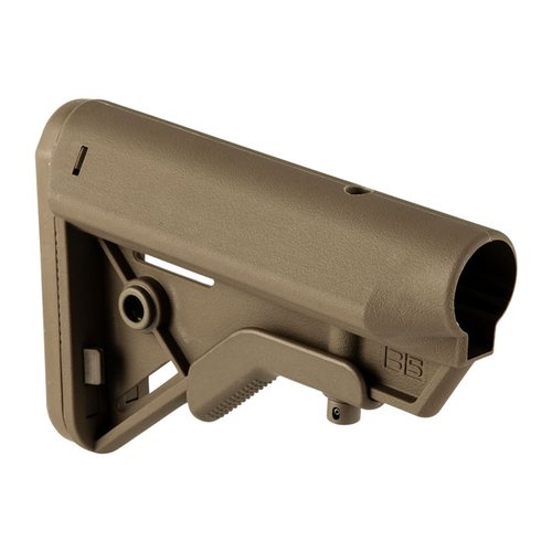 B5 SYSTEMS BRAVO COLLAPSIBLE MIL-SPEC STOCK erbjuder ergonomisk kindstöd, anti-rotation QD sling mount och en lätt, kompakt design för ökad komfort och prestanda.