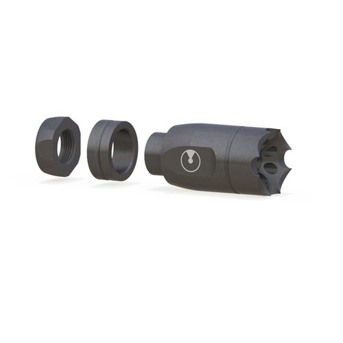 Ultradyne Athena Linear Compensator ger lägre ljudsignatur och renare utseende, perfekt för barrel-mounted front sights. Kaliber: .22, ½-28 gänga.