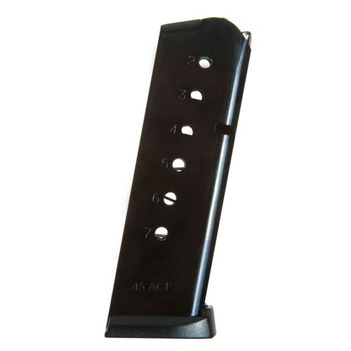 ACT-Mag för 1911, tillgänglig i 7, 8 eller 14 skott, erbjuder pålitlig prestanda och hållbarhet med sin svarta ståldesign, perfekt för Remington och Rock Island Armory.