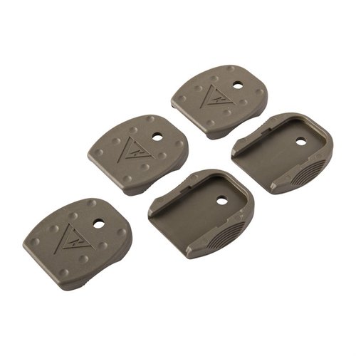 Vickers Tactical floorplates ger en förbättrad greppyta för snabb magutdragning, tillverkade av hållbar glasfiberförstärkt nylon, passar Glock® 9mm, .40 S&W, .357 SIG och .45 GAP.