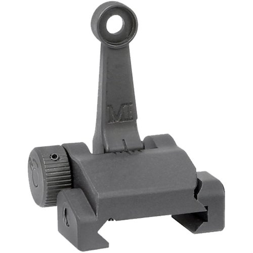 Midwest Industries AR-15 Combat Folding Rear Sight är lätt, stark och passar perfekt med A2-framsikte, med 0.5 MOA justeringar och säker låsning.
