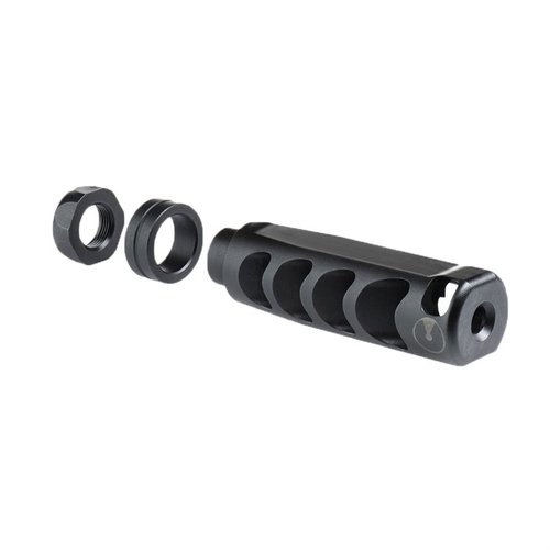 .308/7.62 NATO APOLLO MAX COMPENSATOR minskar rekyl, förbättrar målövergångar och är tillverkad av hållbart 416 rostfritt stål för optimal prestanda.