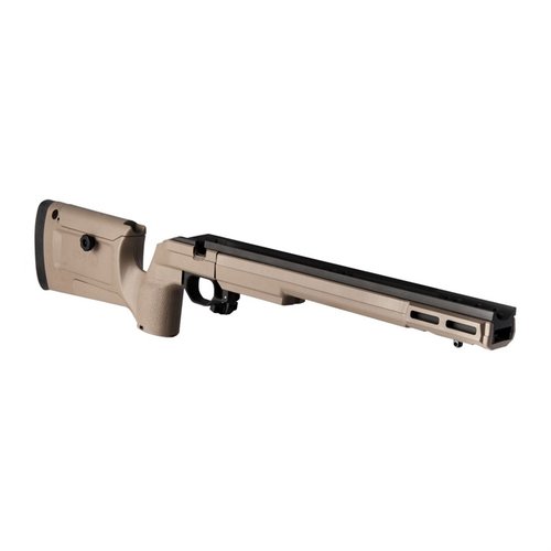 Howa 1500 Bravo Chassis erbjuder en robust aluminiumstruktur, justerbar kindstöd och längd, M-LOK-kompatibilitet och finns i svart och flat dark earth.
