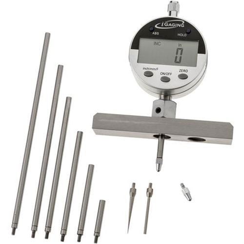 iGAGING Digital Precision Depth Gauge erbjuder hög precision med 0.0005" upplösning, flexibla förlängningsstänger och en skyddande väska för enkel transport.