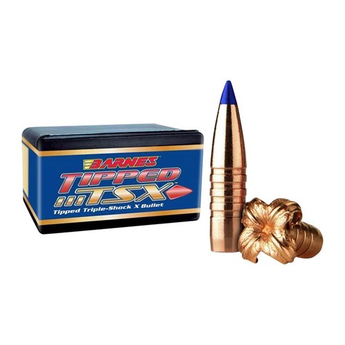 BARNES TIPPED TRIPLE-SHOCK X 30 kaliber kulor erbjuder snabb expansion, nästan 100% viktbevarande och dödlig precision för överlägsen prestanda på långa avstånd.