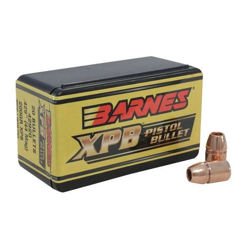 BARNES XPB 44 kaliber kulor erbjuder överlägsen penetration, expansion och viktbevarande med sin X-Bullet™ teknik, perfekt för jakt och självförsvar.