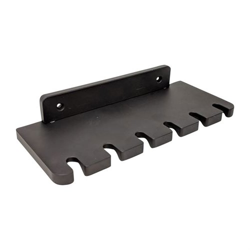 Organisera dina rengöringsstänger med AREA 419:s väggmonterade rack i 6061-T6 aluminium, som rymmer 6 stänger och 12 jags/borstar samt en praktisk förvaringsbricka.
