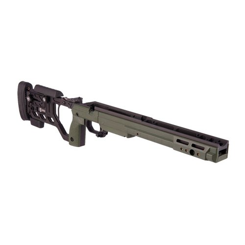 KRG Whiskey-3 Chassis erbjuder justerbar ergonomi, hållbarhet och AICS-kompatibilitet för Remington 700, vilket ger en skräddarsydd passform för varje skytt.