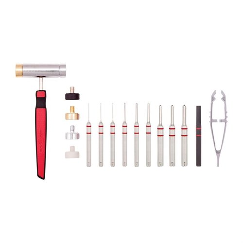 ACCU-PUNCH® Hammer & Roll Pin Punch Set har ergonomisk hammare med utbytbara huvuden, ett komplett urval av roll pin punches och ett praktiskt förvaringsfack.
