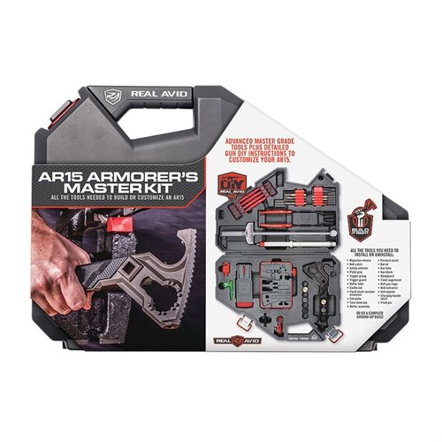 REAL AVID AR-15 ARMORER'S MASTER KIT erbjuder ett komplett verktygsset för AR15-assembly och anpassning, inklusive detaljerade instruktioner och professionell förvaring.