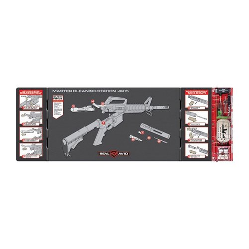 Uppgradera din rengöringsupplevelse med AR-15 Master Cleaning Station från Real Avid, som erbjuder en stor arbetsyta och organiserar smådelar effektivt.