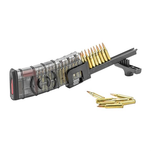 C.A.M. Universal Magazine Loader gör det enkelt att ladda magasin för AR-15, AK-74 och fler, med hållbar polymer och snabb laddning av lösa patroner.