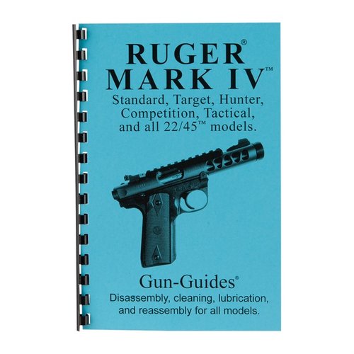 RUGER® Mark IV® guide med 26 sidor, 69 högupplösta bilder, komplett delöversikt och 27 nödvändiga uppgraderingar för enkel montering och rengöring.