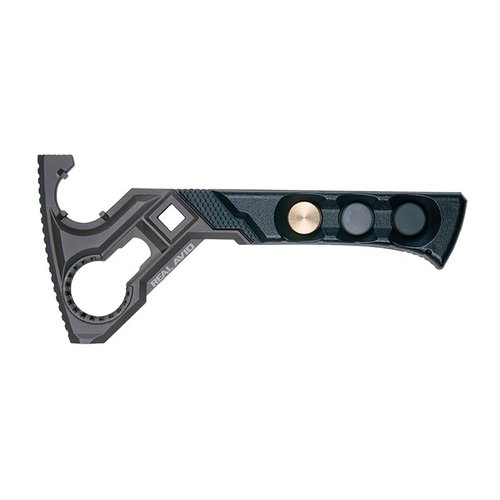 Real Avid Armorer's Master Wrench erbjuder mångsidiga ytor för AR-15, ergonomiskt grepp och integrerad hammare med utbytbara huvuden för enkel användning.