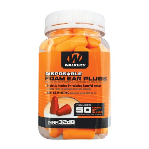 Walkers Foam Ear Plugs med nackband håller öronpropparna säkert ihop, så att de alltid är inom räckhåll, med 25 dB ljudreduktion för optimal hörselskydd.