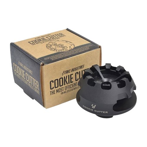 AR COOKIE CUTTER COMP minskar rekyl och kompensar för mynthöjning på SBRs och AR-Pistoler, med stor yta för effektiv avledning av kraft.