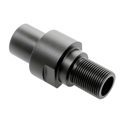 CMMG:s PS90 Thread Adapter omvandlar M12X1.0LH-gängor till 1.2-28 TPI, vilket gör det enkelt att fästa vanliga ljuddämpare och andra tillbehör.