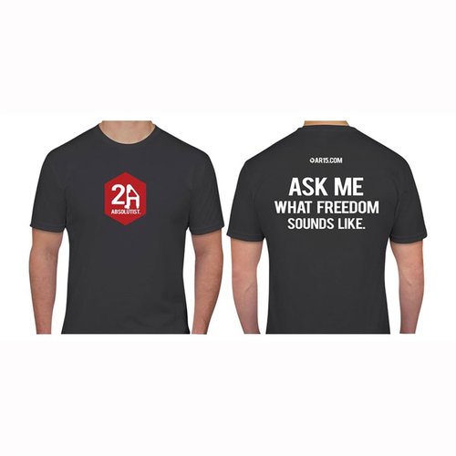 2A Absolutist T-shirt i mjuk, 100% bomull med lätt vikt i Heavy Metal Gray. Visa din kärlek för AR-15 med denna bekväma och stiliga T-shirt!