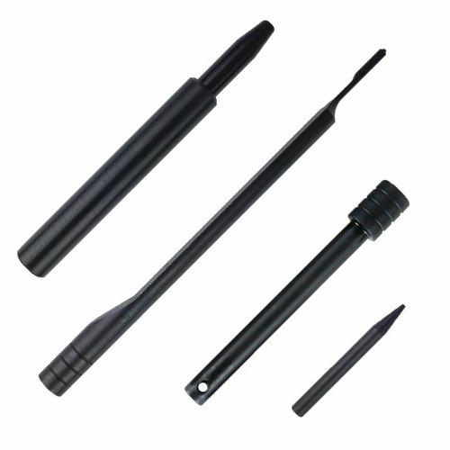 Obsidian Arms 4-delars verktygsset för AR-15 underlättar bygget med hållbara 4140 stålverktyg, inklusive punch för bolt-catch och pivot-pin.